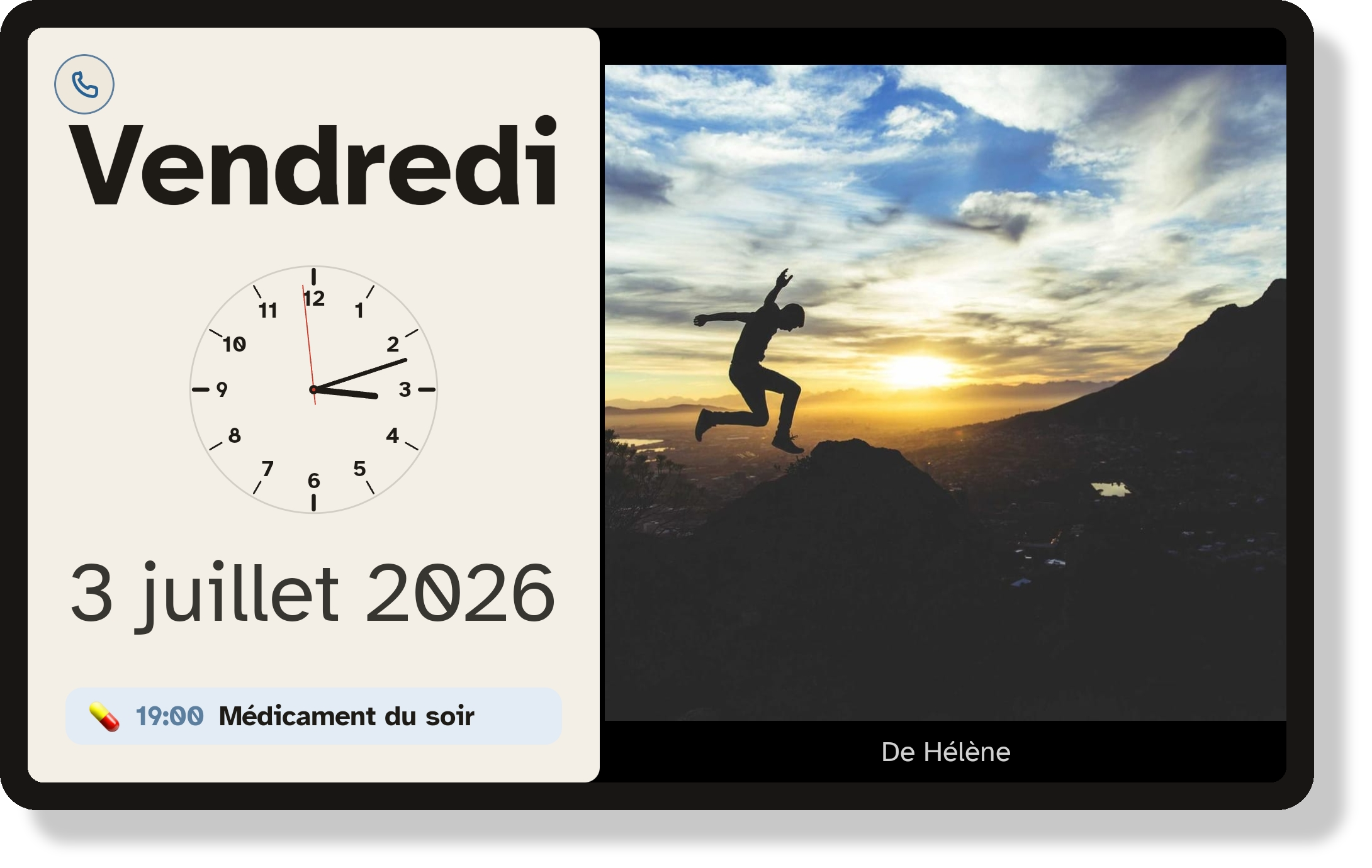 Une photo affichée en grand sur la tablette