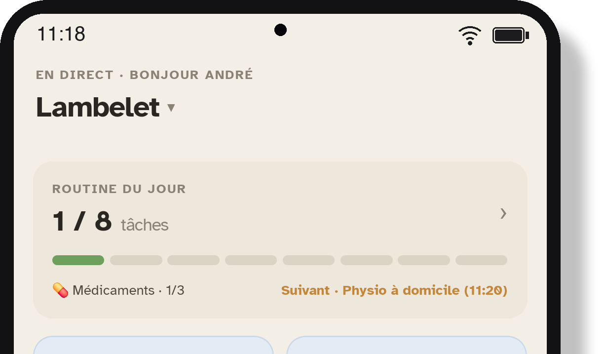 L'horloge calme et lisible de la tablette