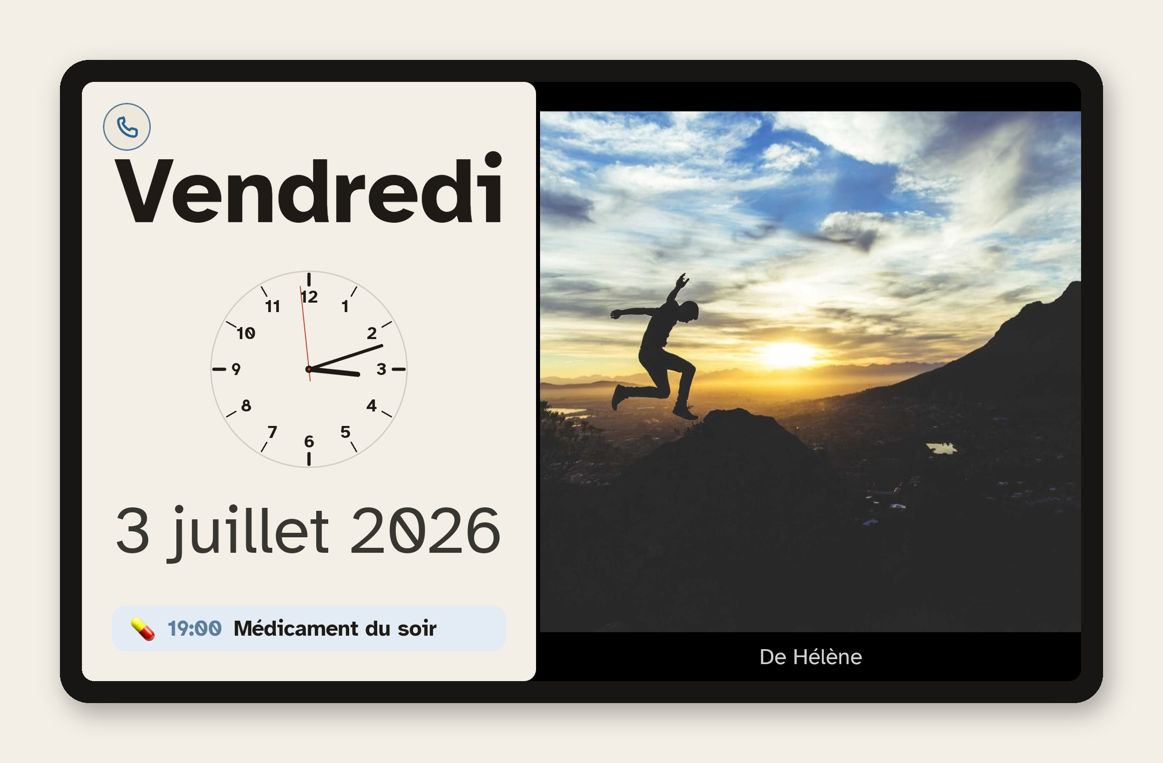 Une photo affichée en grand sur la tablette