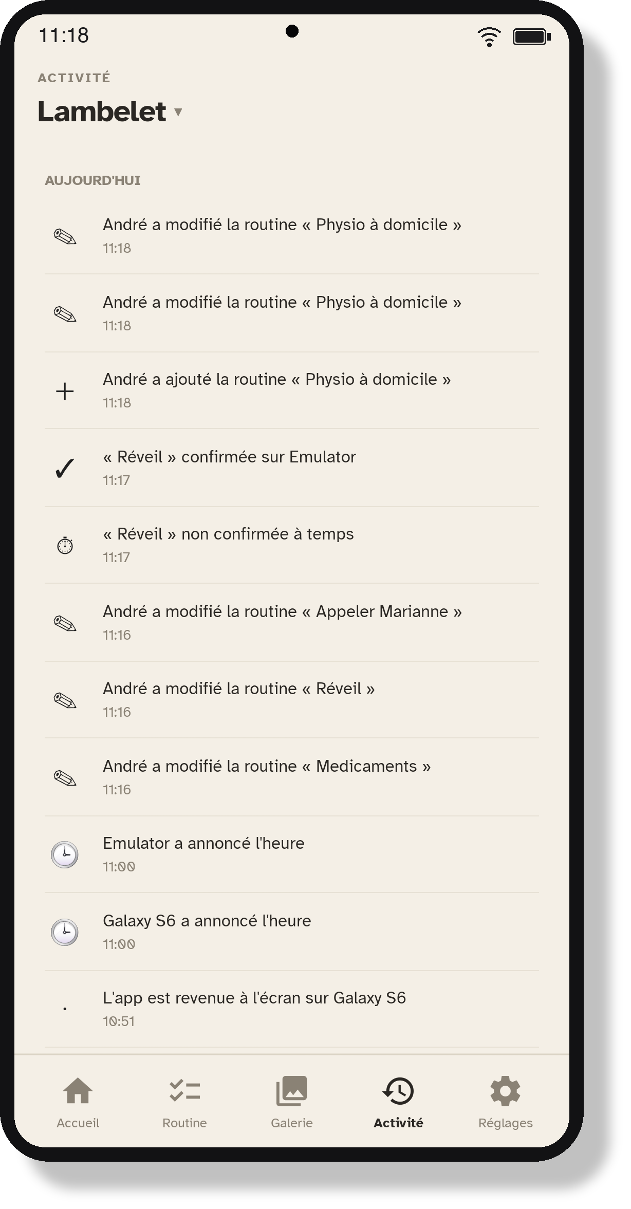 Suivre l'activité du jour