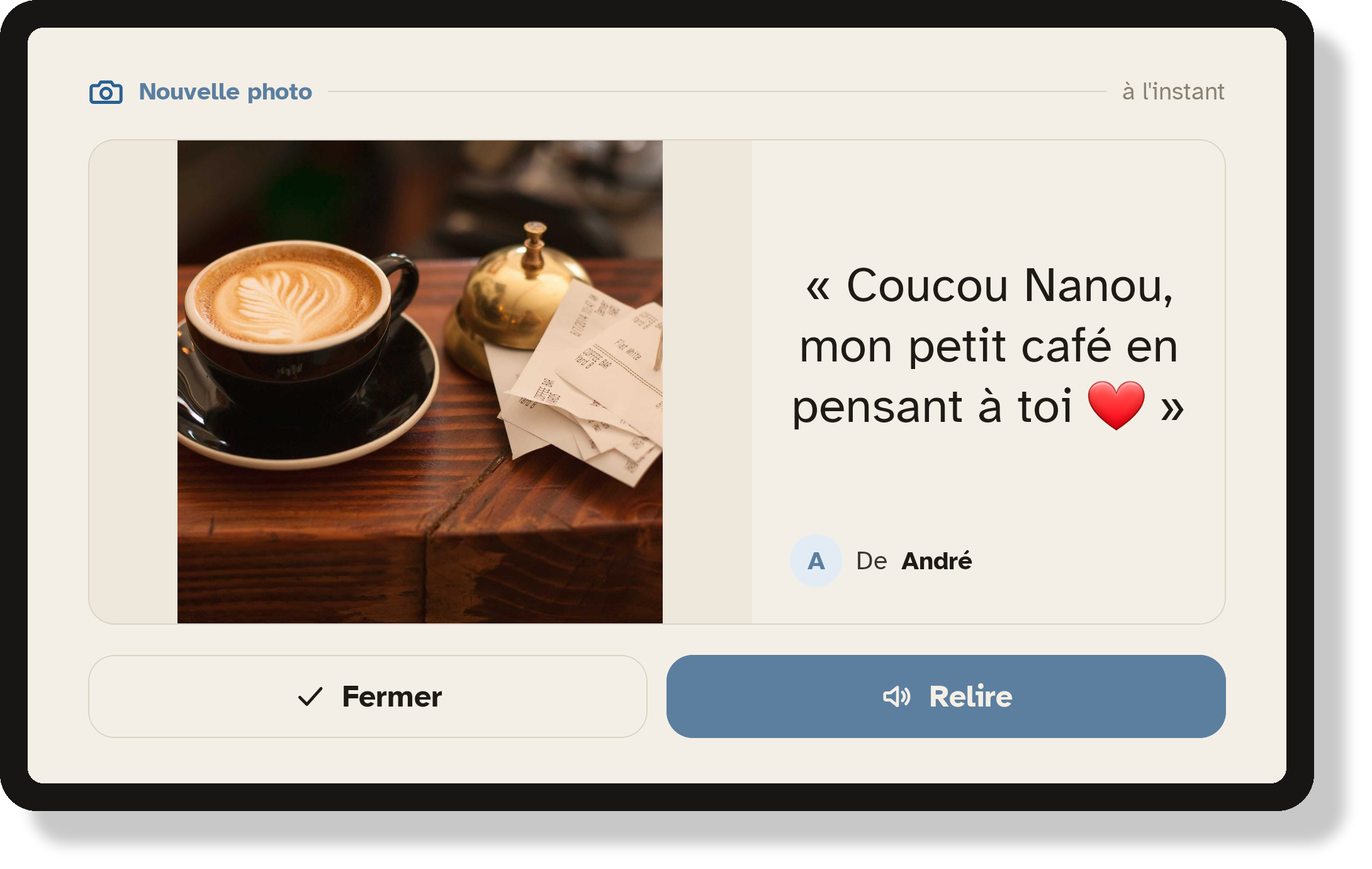 Un message reçu de la famille